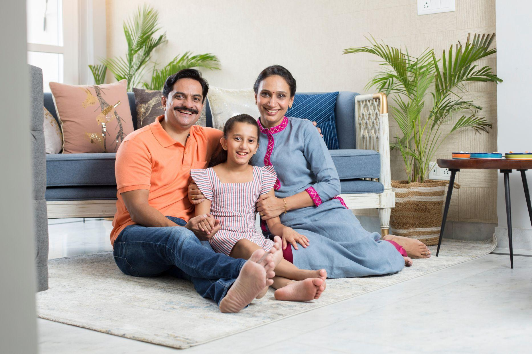 A family enjoying their completed home
